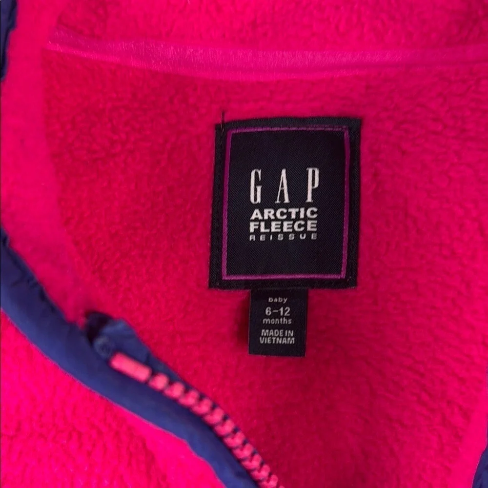 baby Gap Arctic Fleece‎ Jacket Hot Pink Purple Full Zip Girls Size 6-12 Months